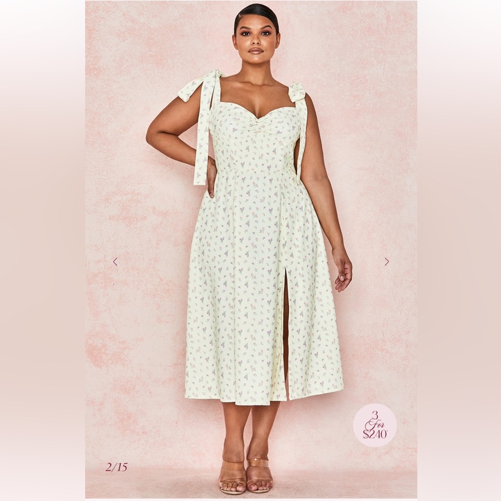 Lemon floral print midi sundress House of CB, L - Picture 4 of 4